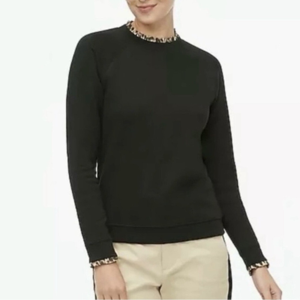 J. Crew Woven Ruffleneck Pullover Sweater